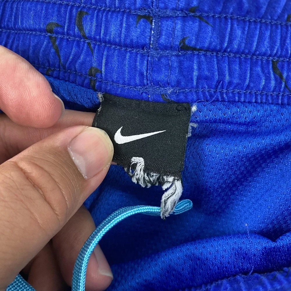 Nike Shorts Mens Medium Blue Gradient Shark Print Swim Trunks Elastic Waist